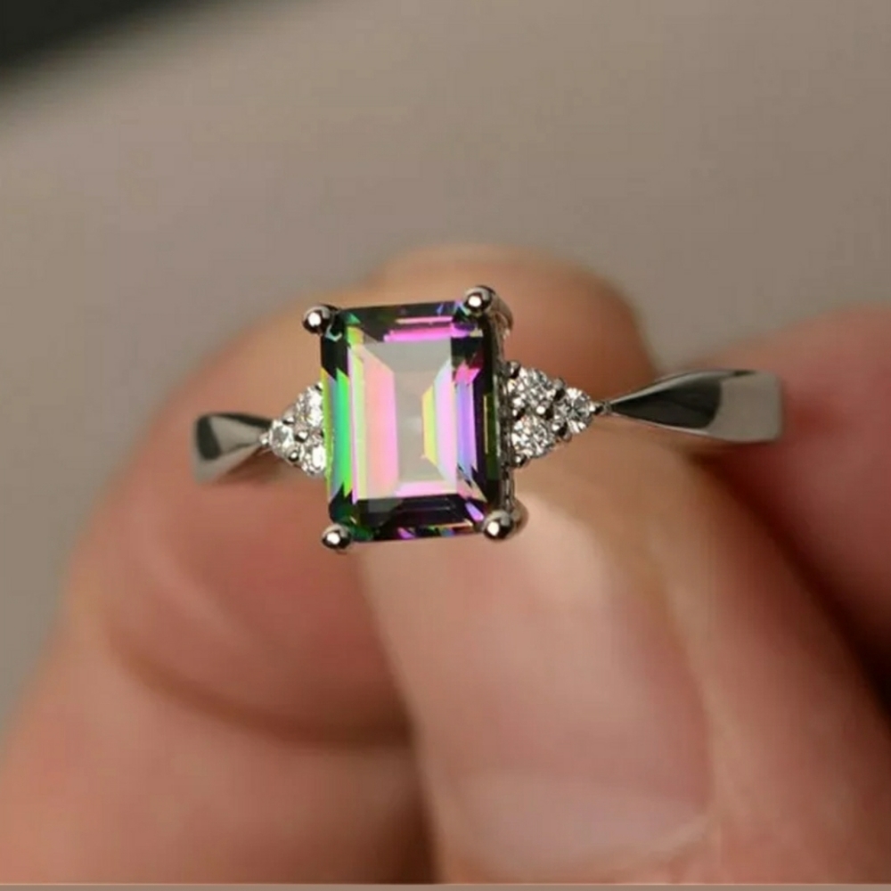 Exquisite Fashion Mystic Topaz Ring w/ CZ